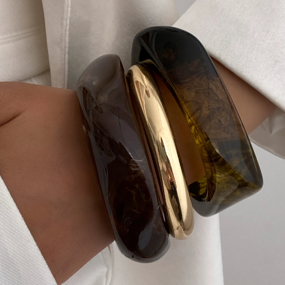 bracelets pour femmes en résine et or